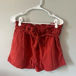 BP Red High Waist Tie Shorts